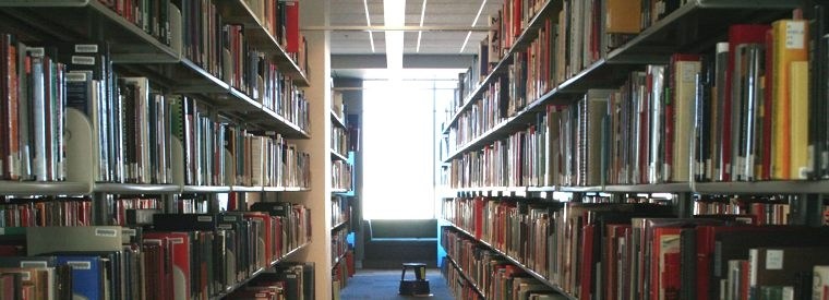 Photo of books at the Mary Idema Pew Library